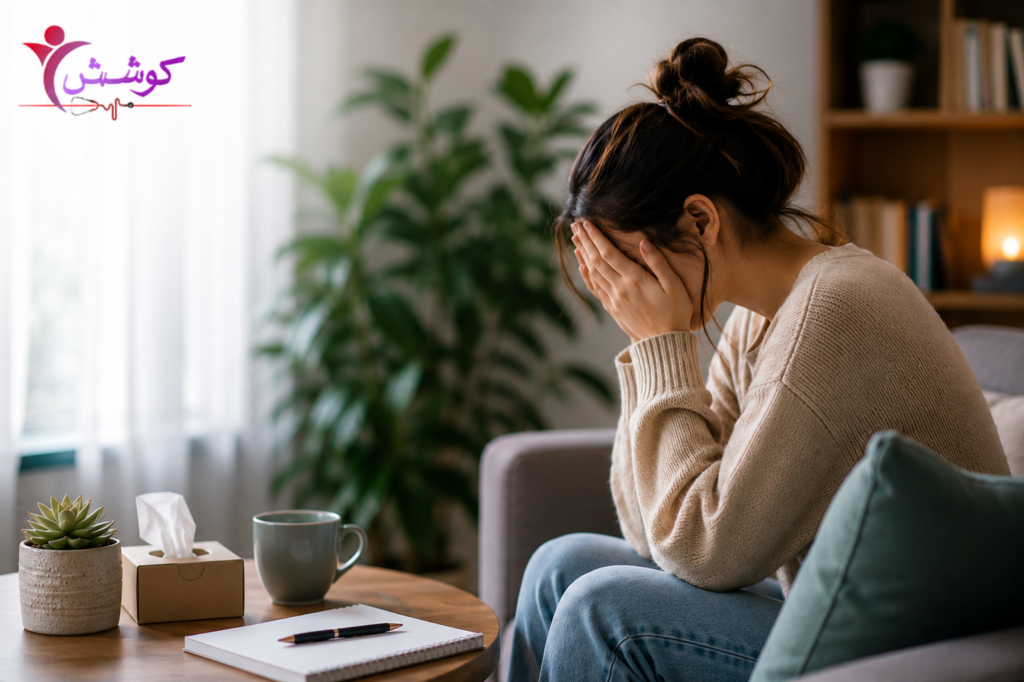 Woman experiencing emotional stress and anxiety at home before seeking signs you need psychological help in Lahore